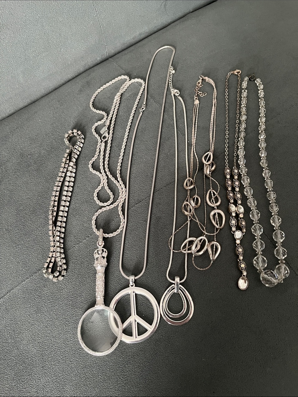Lot of Vintage Silver Tone Necklaces and a Choker